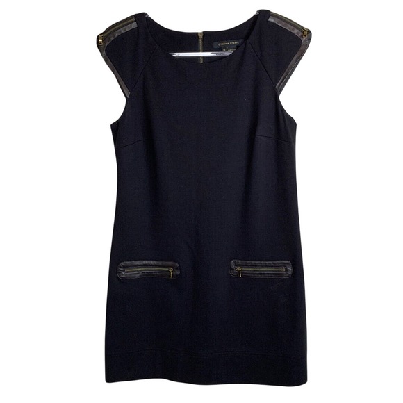 Cynthia Steffe Dresses & Skirts - Cynthia Steffe Shift Black Brown Trim Ponte‎ Stretch Dress Size 10
